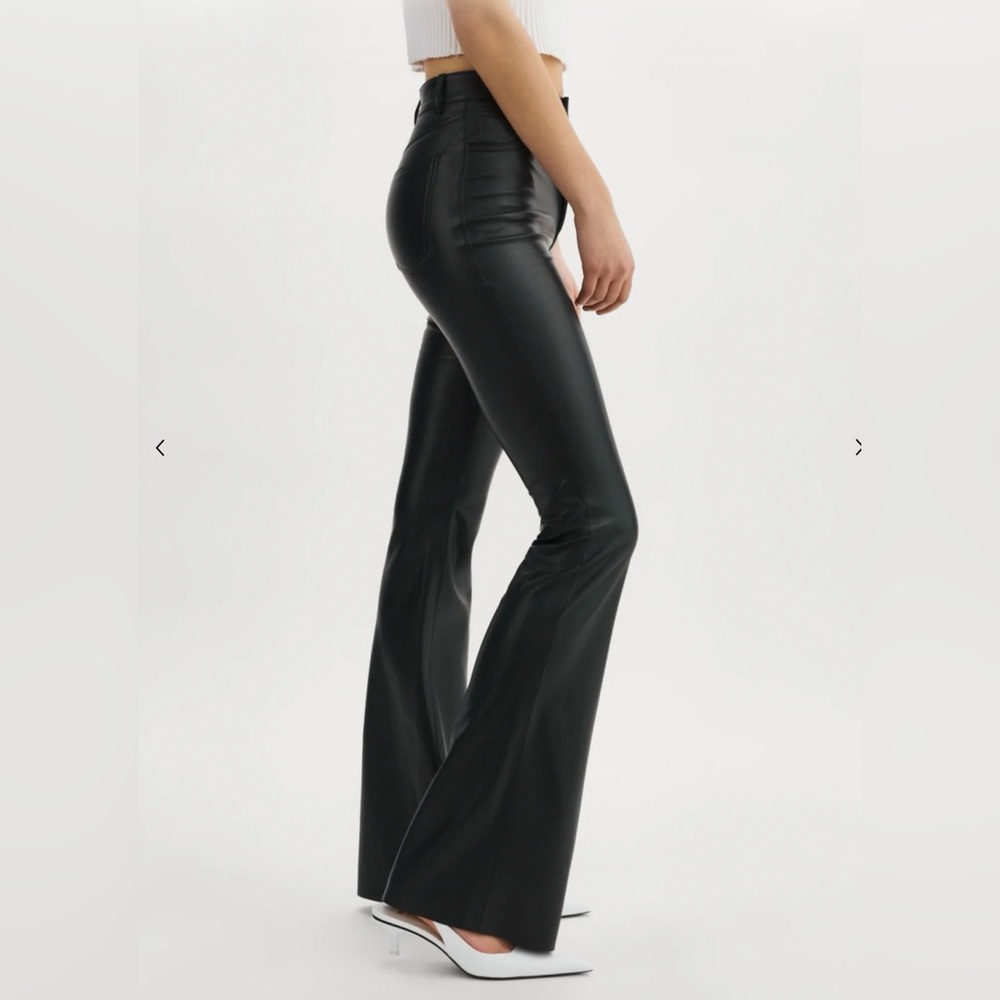 LAMARQUE KAIDA, FAUX LEATHER FLARE PANTS in Black Size 27 NWT